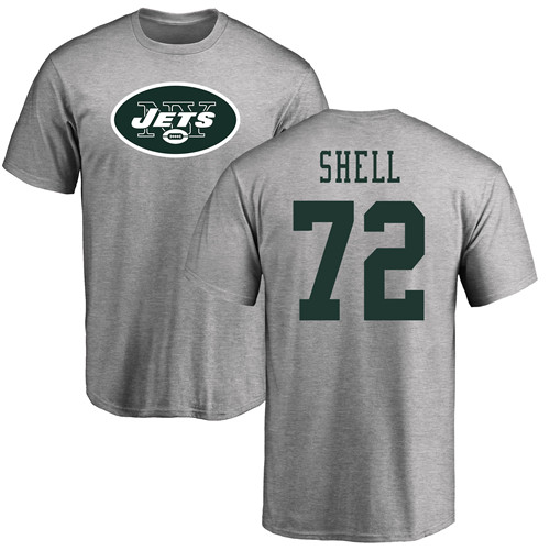 New York Jets Men Ash Brandon Shell Name and Number Logo NFL Football #72 T Shirt->new york jets->NFL Jersey